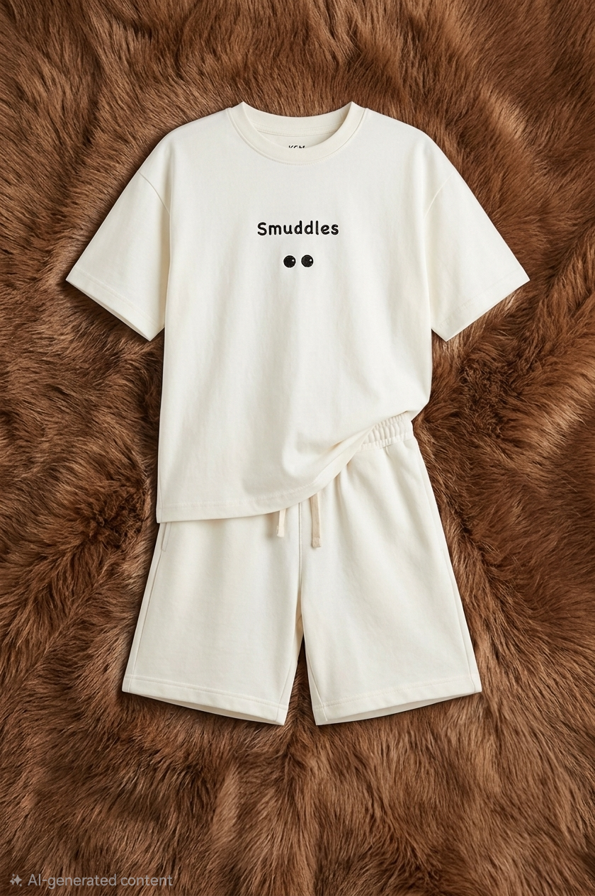 Boxy Fit Off White Co-ord set for Boys